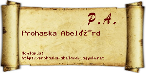 Prohaska Abelárd névjegykártya
